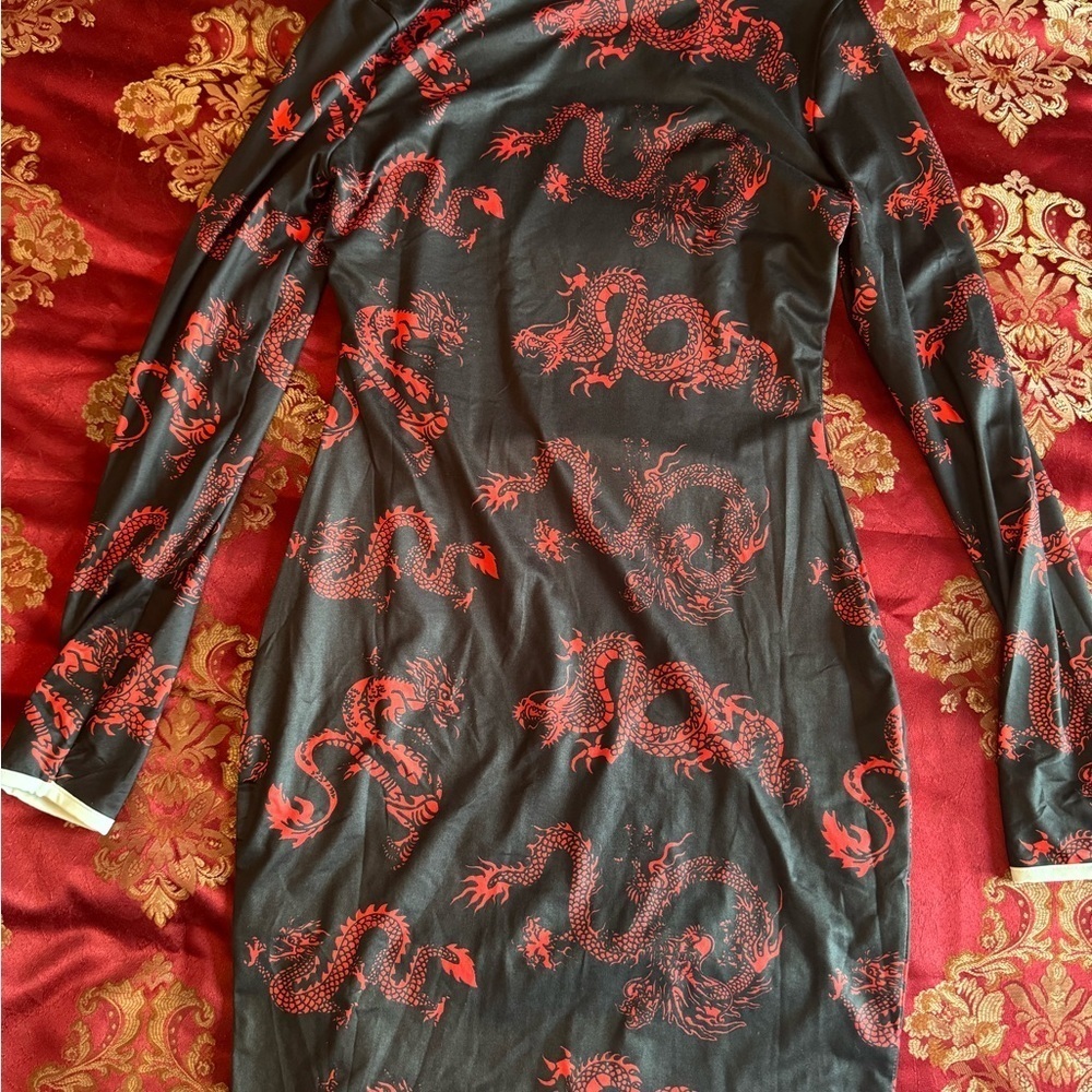 Black Dragon Bodycon Dress (Size L) - Picture 5 of 5